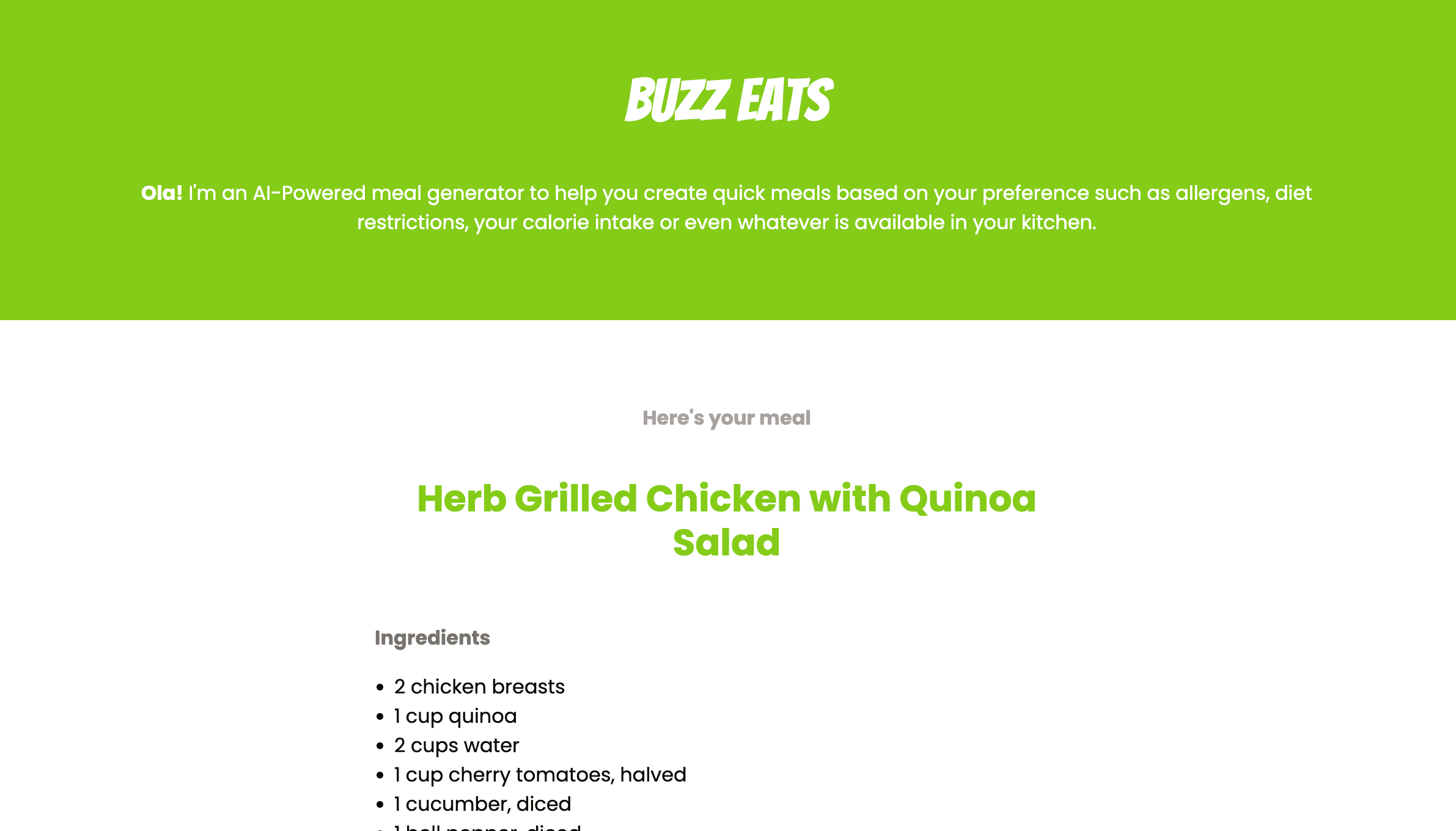 BuzzEats - AI Meal Generator